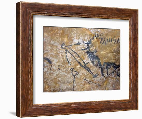 Cave Painting of Bird-Headed Man at Lascaux-null-Framed Photographic Print