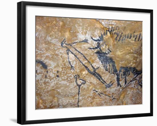 Cave Painting of Bird-Headed Man at Lascaux-null-Framed Photographic Print