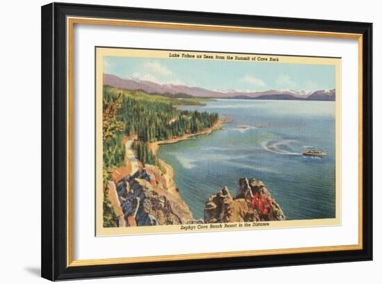 Cave Rock, Lake Tahoe-null-Framed Art Print