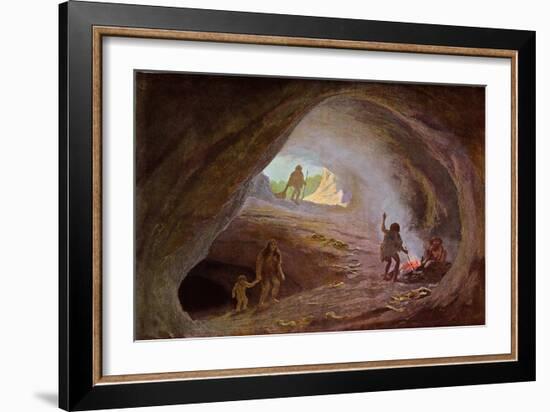 Cavemen During the Ice Age, after a Sketch by Professor Klaatsch, Late 19th Century-W. Kranz-Framed Giclee Print
