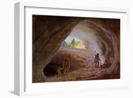 Cavemen During the Ice Age, after a Sketch by Professor Klaatsch, Late 19th Century-W. Kranz-Framed Giclee Print