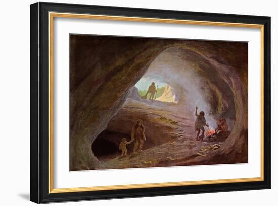 Cavemen During the Ice Age, after a Sketch by Professor Klaatsch, Late 19th Century-W. Kranz-Framed Giclee Print