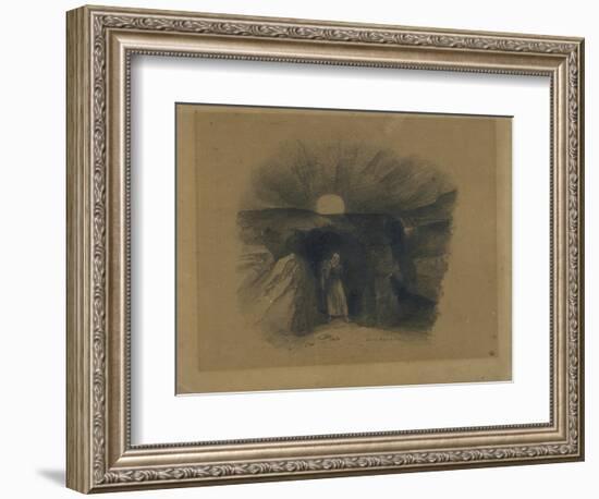 Caverne d'où sort un homme-Odilon Redon-Framed Giclee Print