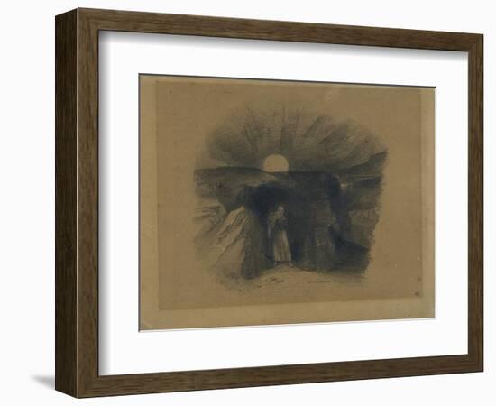 Caverne d'où sort un homme-Odilon Redon-Framed Giclee Print