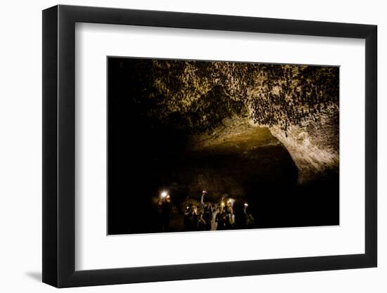 Cavers shining lamps on bats in Pokhara Bat Caves, Pokhara, Nepal, Asia-Laura Grier-Framed Photographic Print