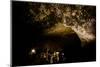 Cavers shining lamps on bats in Pokhara Bat Caves, Pokhara, Nepal, Asia-Laura Grier-Mounted Photographic Print