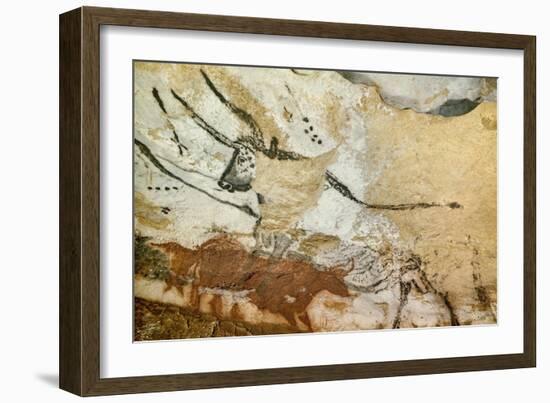 Caves of Lascaux, Fourth Bull, Below: Red Cow with Calf, Great Hall, Right Wall, C. 17,000 BC-null-Framed Giclee Print