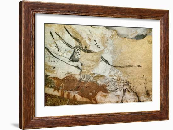 Caves of Lascaux, Fourth Bull, Below: Red Cow with Calf, Great Hall, Right Wall, C. 17,000 BC-null-Framed Giclee Print