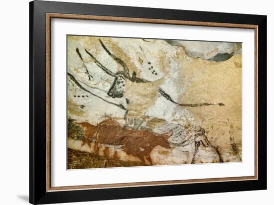 Caves of Lascaux, Fourth Bull, Below: Red Cow with Calf, Great Hall, Right Wall, C. 17,000 BC-null-Framed Giclee Print