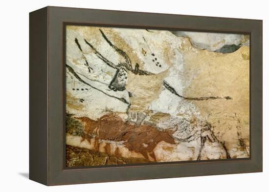 Caves of Lascaux, Fourth Bull, Below: Red Cow with Calf, Great Hall, Right Wall, C. 17,000 BC-null-Framed Premier Image Canvas