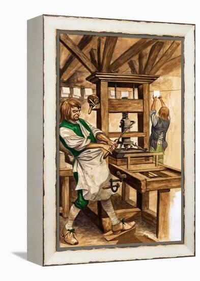 Caxton's Press (Gouache on Paper)-Peter Jackson-Framed Premier Image Canvas