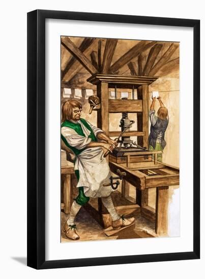 Caxton's Press (Gouache on Paper)-Peter Jackson-Framed Giclee Print