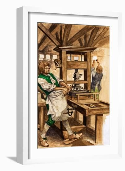 Caxton's Press (Gouache on Paper)-Peter Jackson-Framed Giclee Print