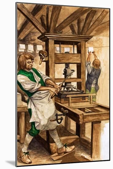 Caxton's Press (Gouache on Paper)-Peter Jackson-Mounted Giclee Print