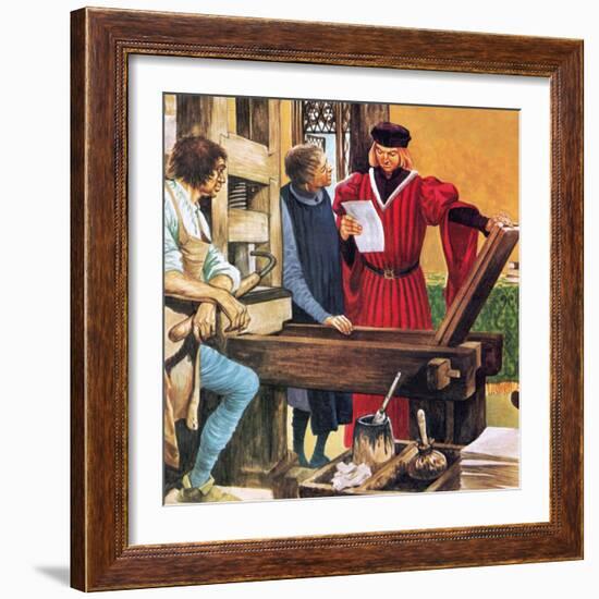 Caxton's Printing Press-Peter Jackson-Framed Giclee Print