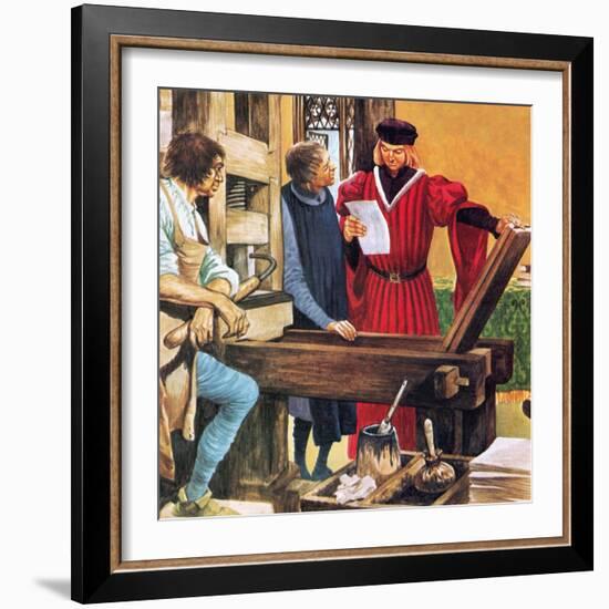 Caxton's Printing Press-Peter Jackson-Framed Giclee Print