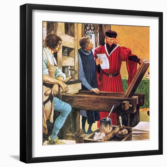 Caxton's Printing Press-Peter Jackson-Framed Giclee Print