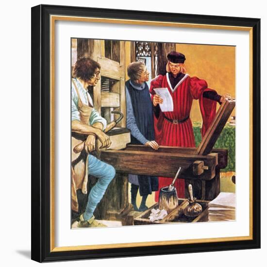 Caxton's Printing Press-Peter Jackson-Framed Giclee Print