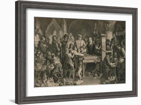 Caxton showing the first specimen of his printing to King Edward IV at Westminster, c1477-Unknown-Framed Giclee Print