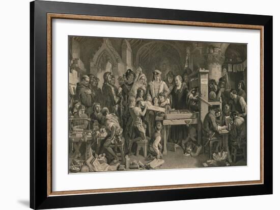 Caxton showing the first specimen of his printing to King Edward IV at Westminster, c1477-Unknown-Framed Giclee Print