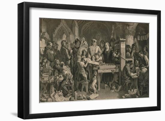 Caxton showing the first specimen of his printing to King Edward IV at Westminster, c1477-Unknown-Framed Giclee Print