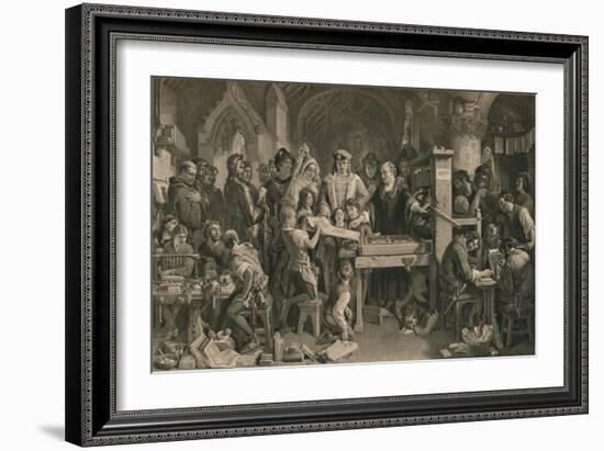 Caxton showing the first specimen of his printing to King Edward IV at Westminster, c1477-Unknown-Framed Giclee Print