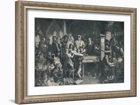 'Caxton Showing the First Specimen of his Printing to King Edward IV', c1858, (1911)-Daniel Maclise-Framed Giclee Print