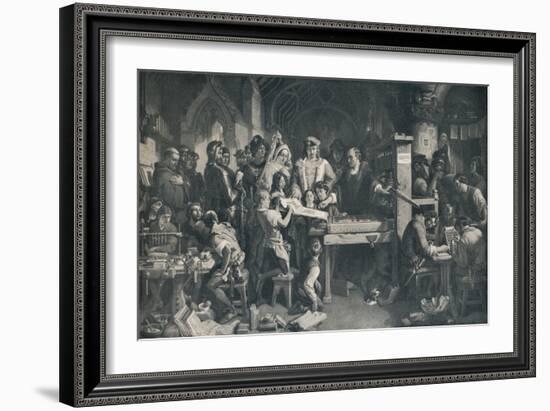 'Caxton Showing the First Specimen of his Printing to King Edward IV', c1858, (1911)-Daniel Maclise-Framed Giclee Print