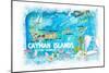 Cayman Islands Illustrated Travel Map with Roads and Highlights-M. Bleichner-Mounted Art Print