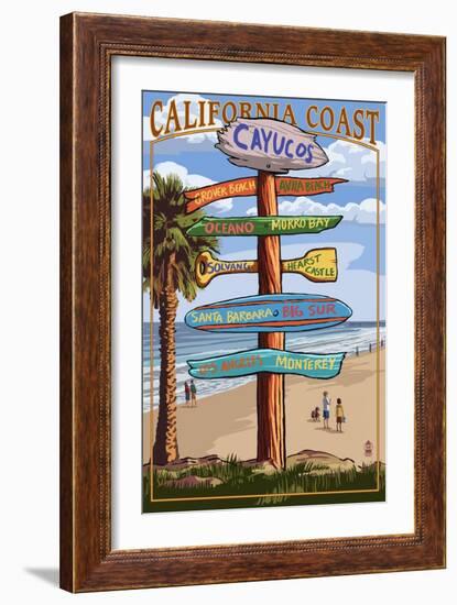 Cayucos, California - Destination Sign-Lantern Press-Framed Art Print