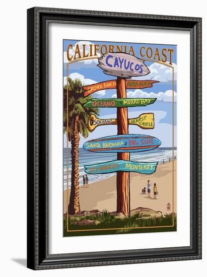 Cayucos, California - Destination Sign-Lantern Press-Framed Art Print
