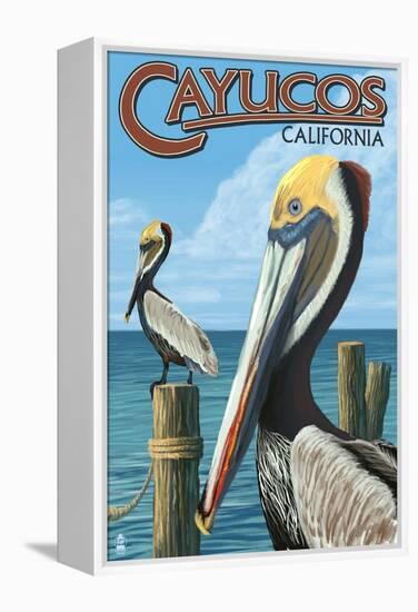 Cayucos, California - Pelicans-Lantern Press-Framed Stretched Canvas