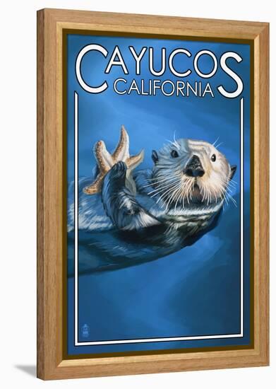 Cayucos, California - Sea Otter-Lantern Press-Framed Stretched Canvas