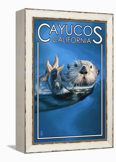 Cayucos, California - Sea Otter-Lantern Press-Framed Stretched Canvas