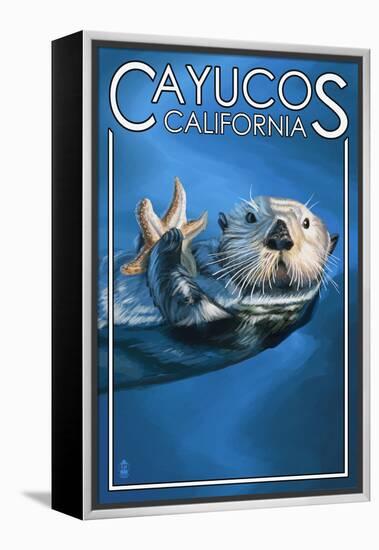 Cayucos, California - Sea Otter-Lantern Press-Framed Stretched Canvas