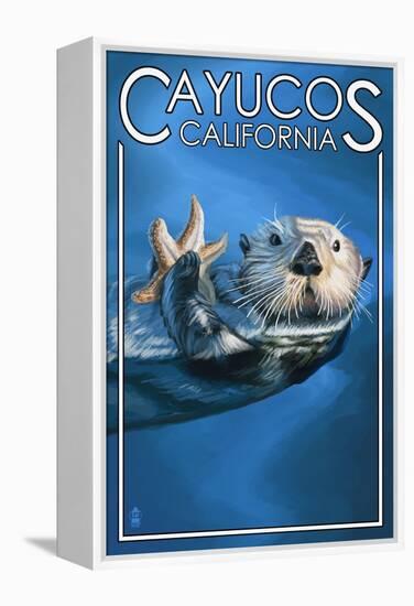 Cayucos, California - Sea Otter-Lantern Press-Framed Stretched Canvas