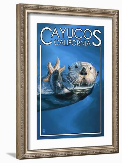 Cayucos, California - Sea Otter-Lantern Press-Framed Art Print