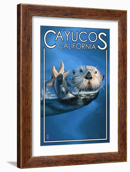 Cayucos, California - Sea Otter-Lantern Press-Framed Art Print