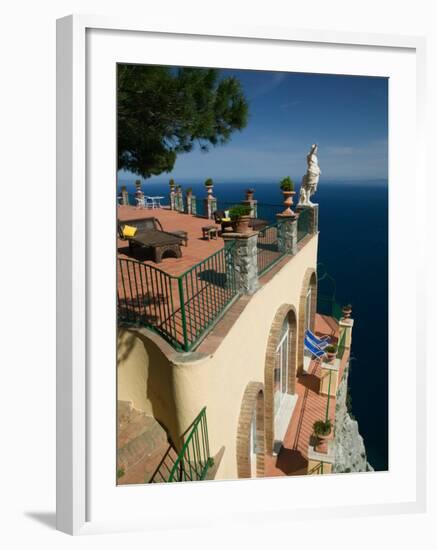 Ceasar Statue Above the Bay of Naples, Ceasar Augustus Hotel, Anacapri, Capri, Campania, Italy-Walter Bibikow-Framed Photographic Print