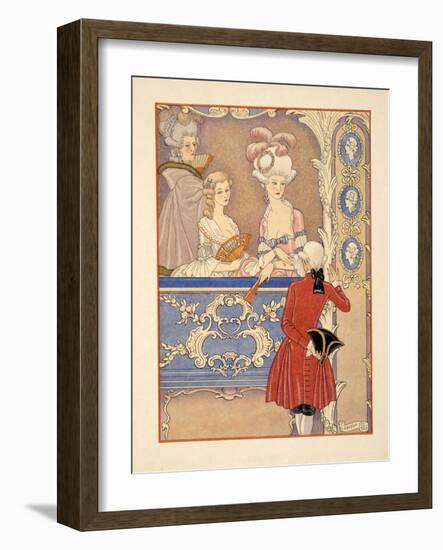 Cécile De Volanges and ; Marquise Isabelle De Merteuil at the Theatre, Illustration from 'Les Liais-Georges Barbier-Framed Giclee Print