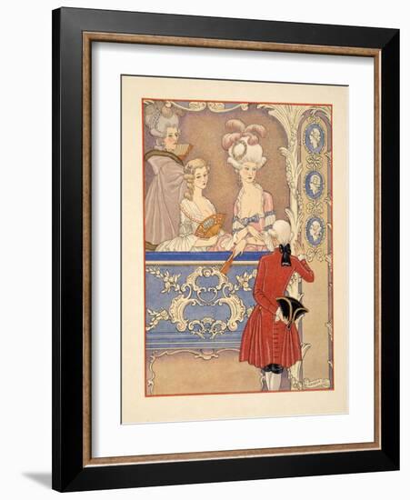 Cécile De Volanges and ; Marquise Isabelle De Merteuil at the Theatre, Illustration from 'Les Liais-Georges Barbier-Framed Giclee Print