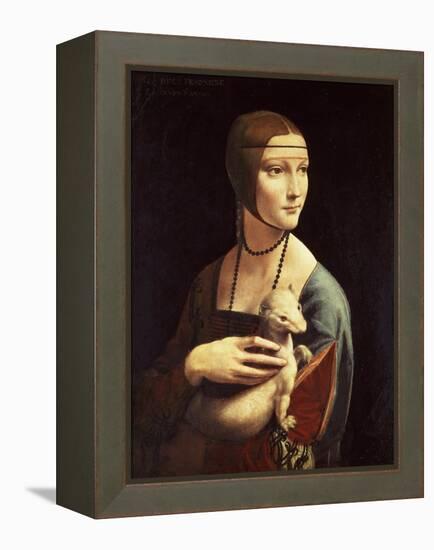 Cecilia Gallerani, Mistress of Ludovico Sforza, Portrait Known as Lady with the Ermine, c. 1490-Leonardo da Vinci-Framed Premier Image Canvas