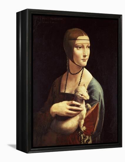 Cecilia Gallerani, Mistress of Ludovico Sforza, Portrait Known as Lady with the Ermine, c. 1490-Leonardo da Vinci-Framed Premier Image Canvas