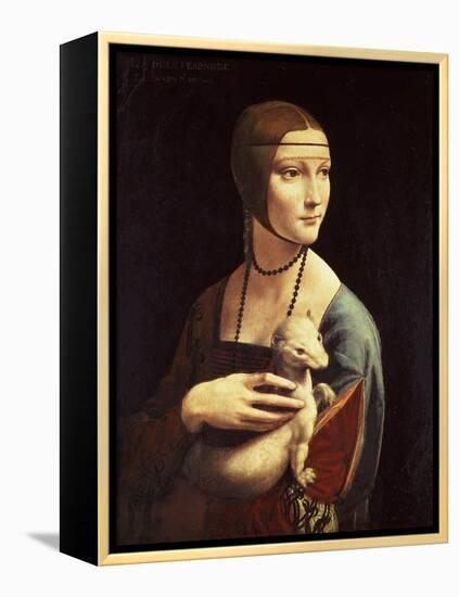 Cecilia Gallerani, Mistress of Ludovico Sforza, Portrait Known as Lady with the Ermine, c. 1490-Leonardo da Vinci-Framed Premier Image Canvas
