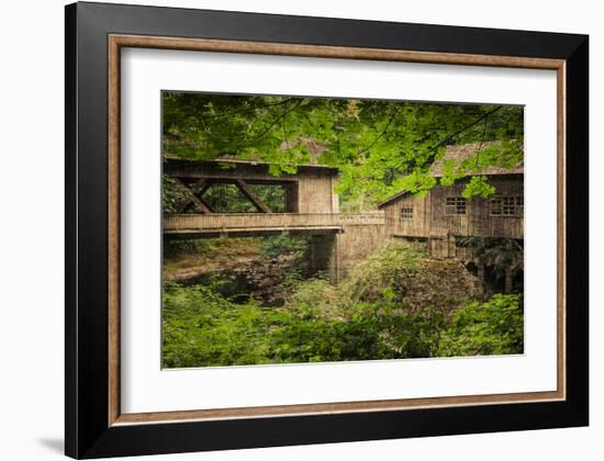 Cedar Mill and Covered Bridge-Don Schwartz-Framed Art Print