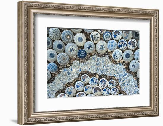 Ceiling decorated with blue and white chinaware in the Porcelain House, Tianjin, China-Keren Su-Framed Photographic Print