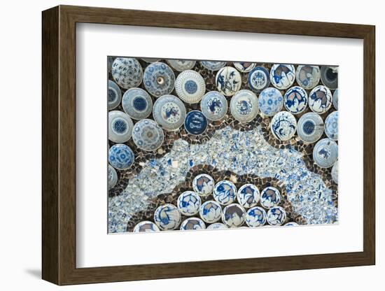 Ceiling decorated with blue and white chinaware in the Porcelain House, Tianjin, China-Keren Su-Framed Photographic Print