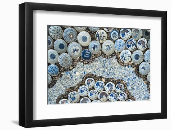 Ceiling decorated with blue and white chinaware in the Porcelain House, Tianjin, China-Keren Su-Framed Photographic Print