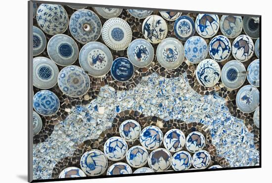Ceiling decorated with blue and white chinaware in the Porcelain House, Tianjin, China-Keren Su-Mounted Photographic Print