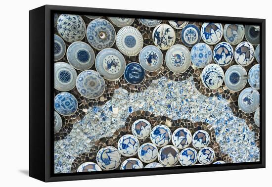 Ceiling decorated with blue and white chinaware in the Porcelain House, Tianjin, China-Keren Su-Framed Premier Image Canvas